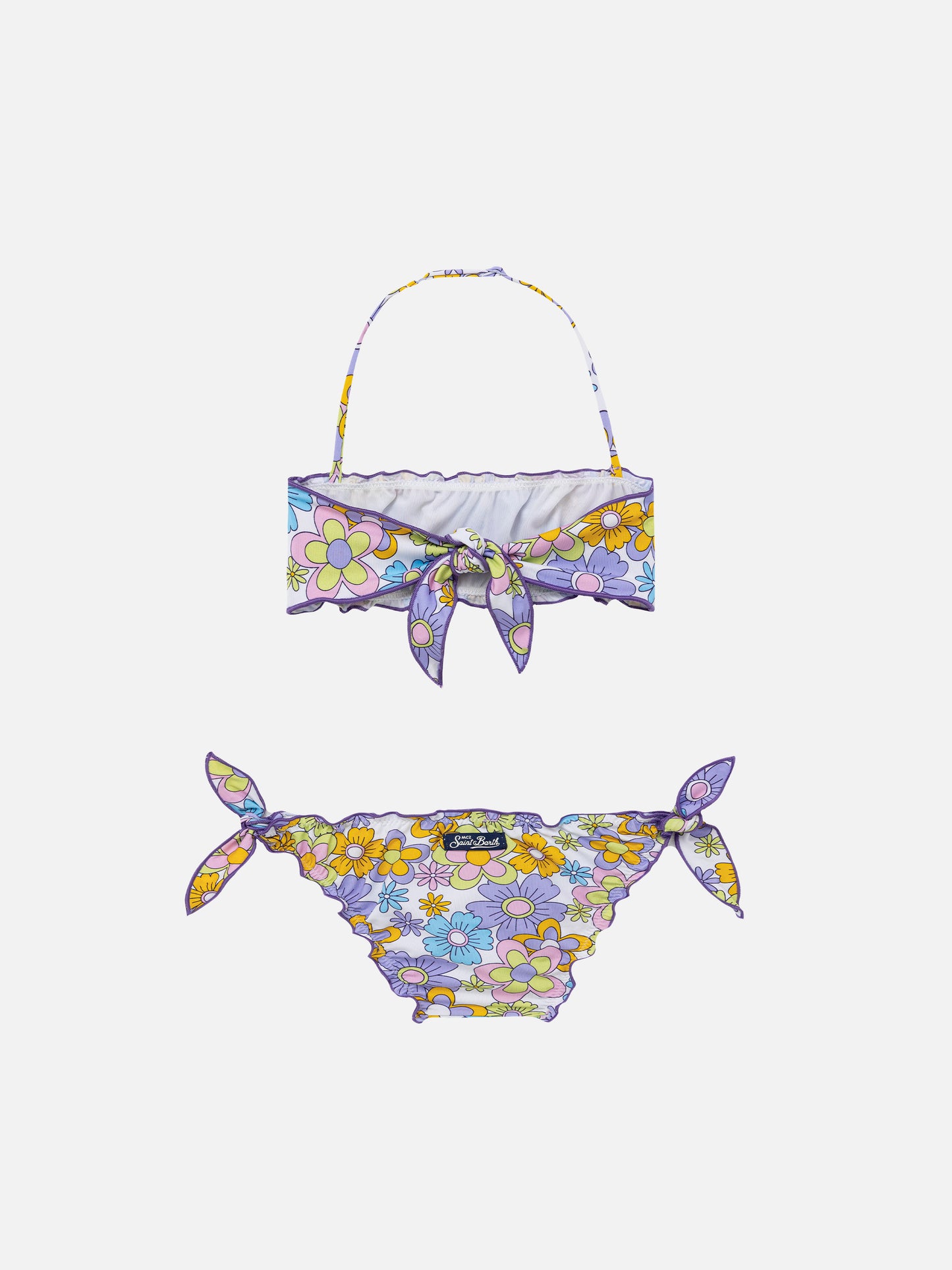 Girl bandeau bikini with multicolor flowers print - MC2 Saint Barth