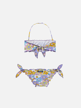 Girl bandeau bikini with multicolor flowers print - MC2 Saint Barth