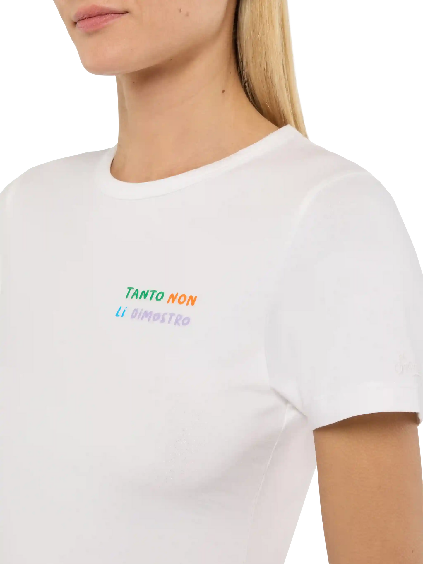 Emilie cotton t-shirt with Tanto non li dimostro embroidery - MC2 Saint Barth