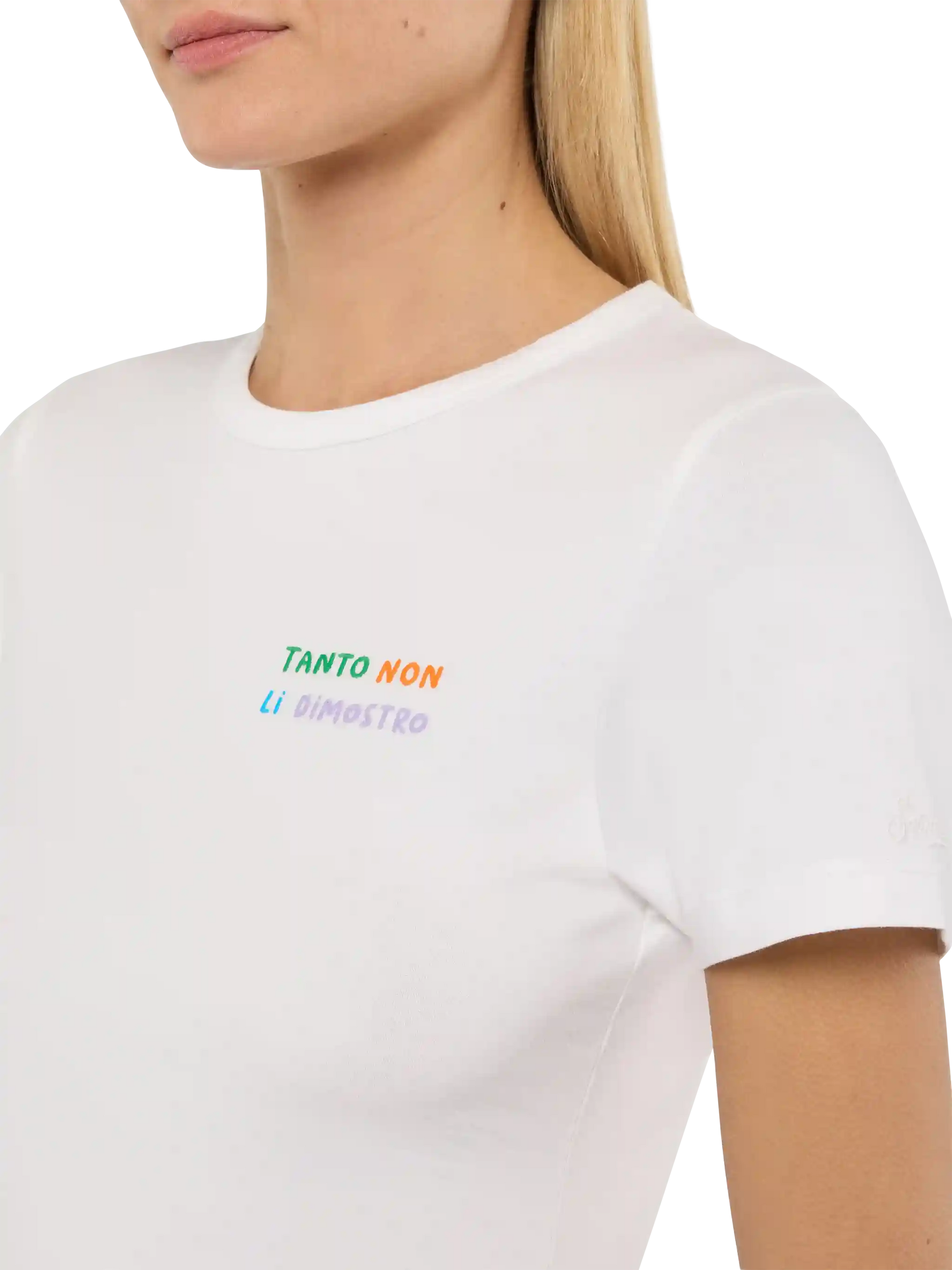 Emilie cotton t-shirt with Tanto non li dimostro embroidery - MC2 Saint Barth