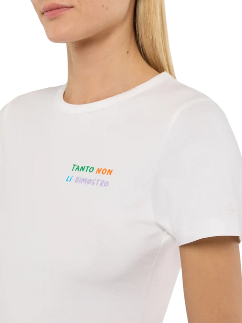 Emilie cotton t-shirt with Tanto non li dimostro embroidery - MC2 Saint Barth