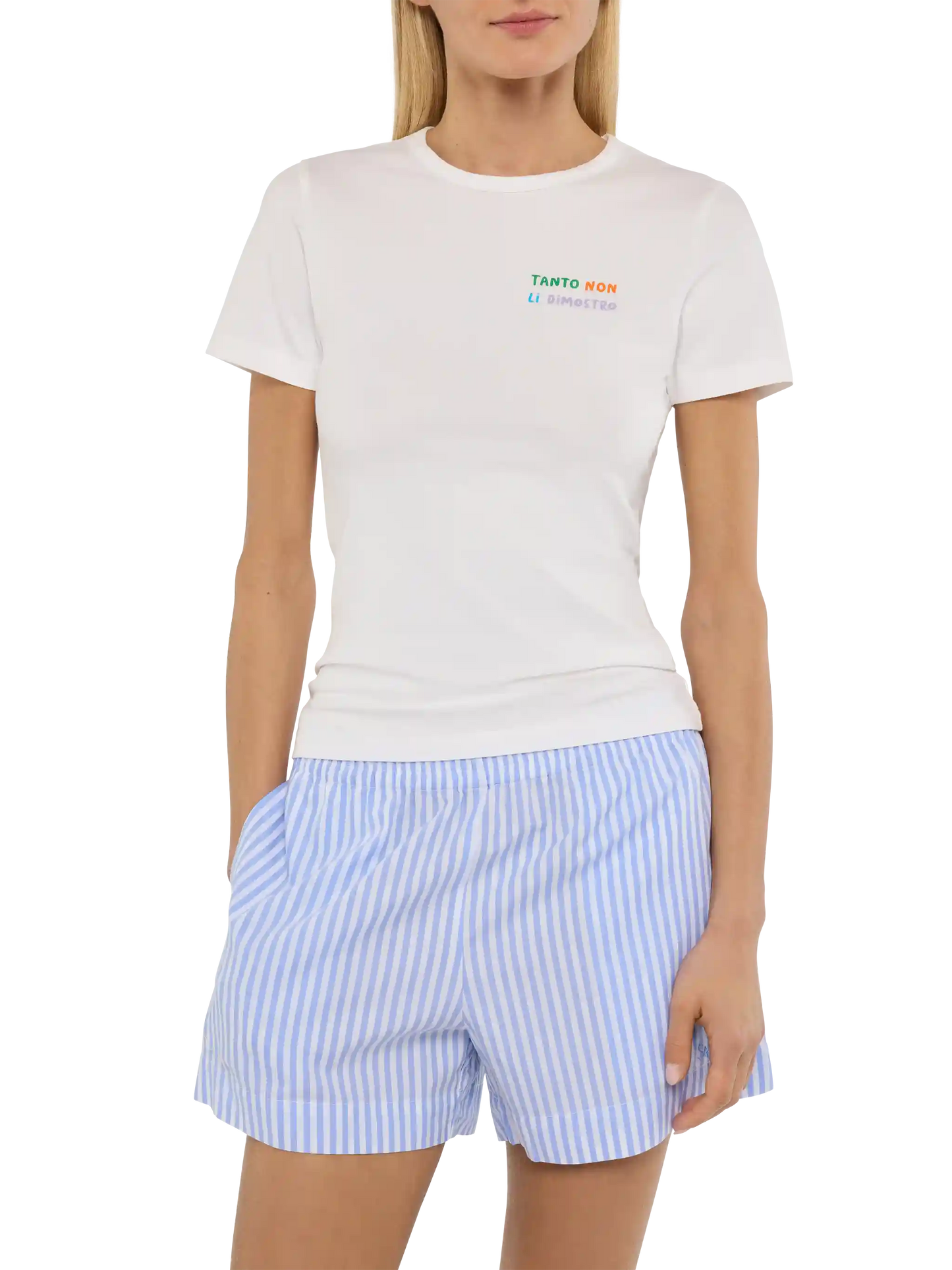 Emilie cotton t-shirt with Tanto non li dimostro embroidery - MC2 Saint Barth