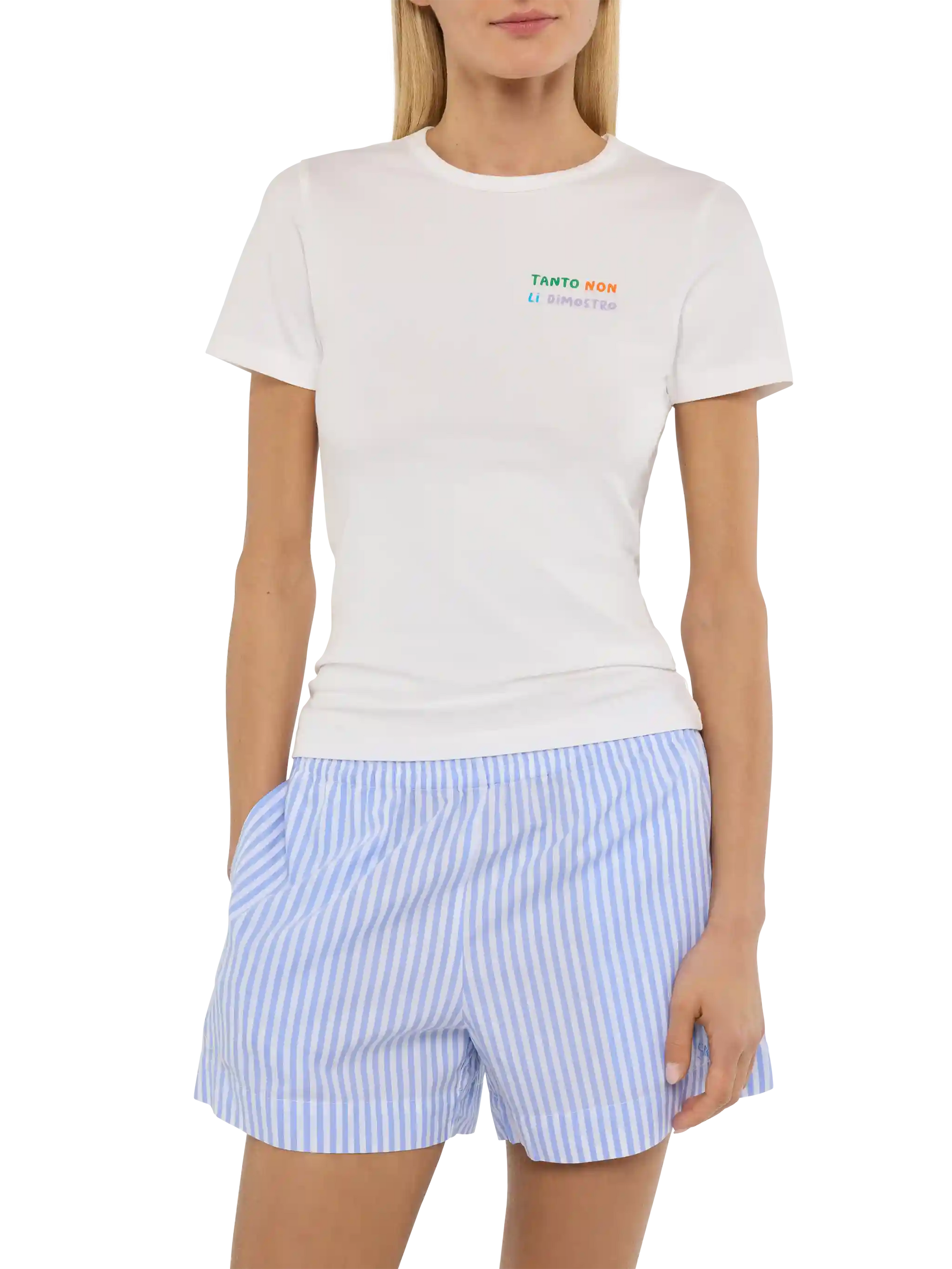Emilie cotton t-shirt with Tanto non li dimostro embroidery - MC2 Saint Barth