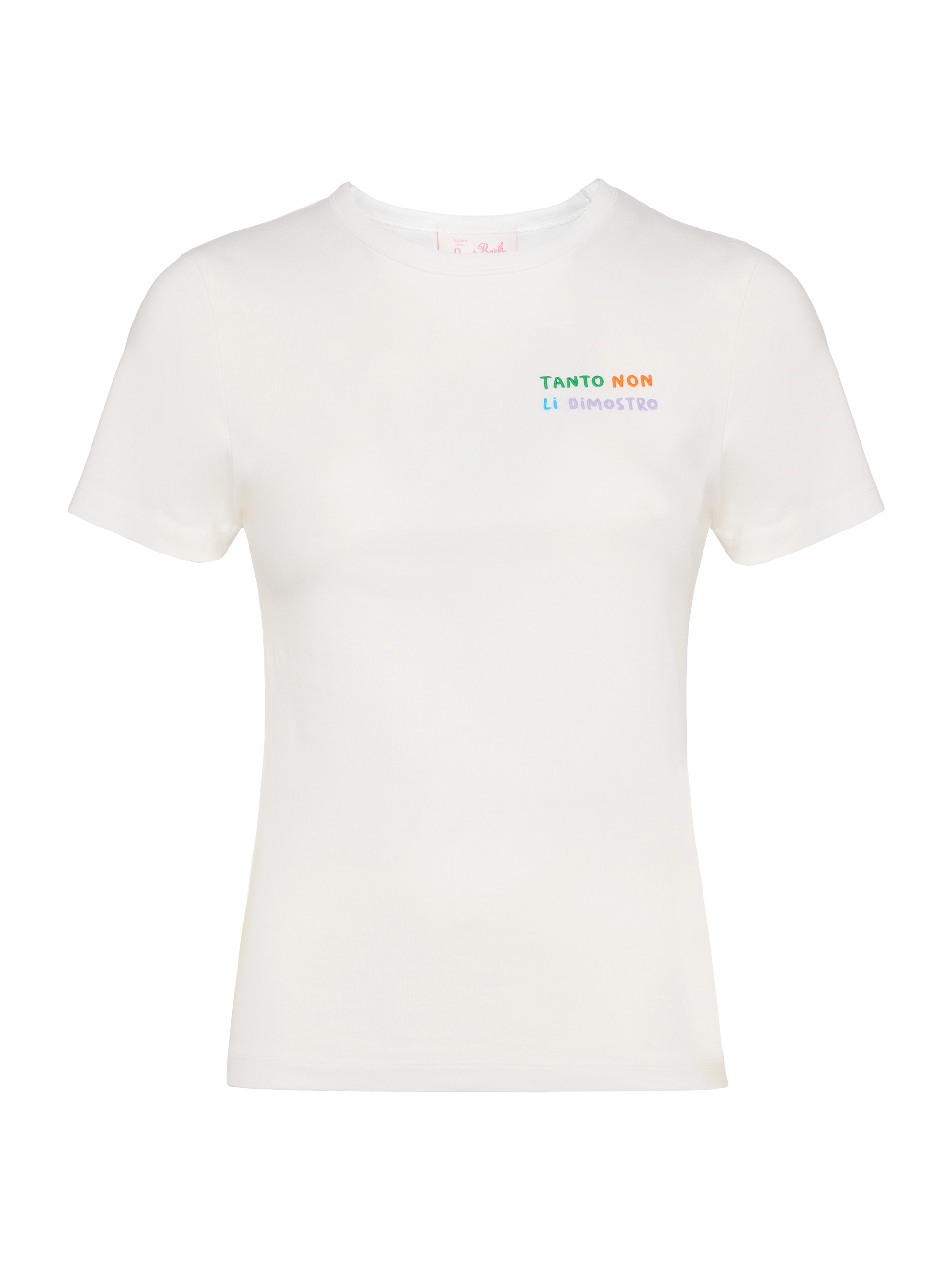 Emilie cotton t-shirt with Tanto non li dimostro embroidery - MC2 Saint Barth