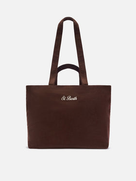 Bolso Brown Essential de pana tote con bordado del logo 