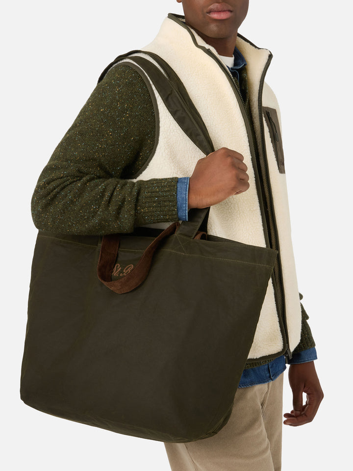 Essential gewachste tote-Tasche in Military Green mit Logostickerei 