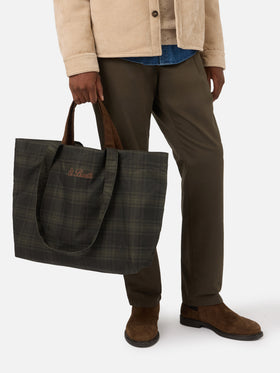 Shopper Essential in tessuto cerato con motivo tartan