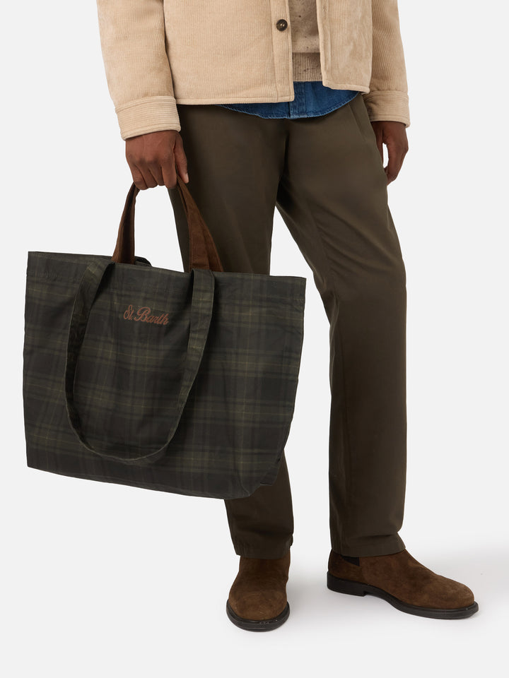 Essential gewachste tote Tasche mit Tartanmuster 