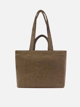 Shopper Essential beige in misto lana con motivo pied de poule