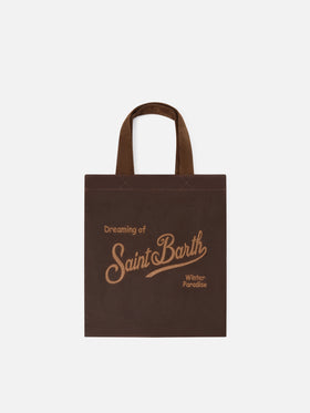 Braune Mini Essential gewachste tote-Tasche mit Logostickerei 
