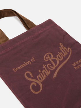 Sac Bordeaux Mini Essential en tote ciré avec broderie logo 