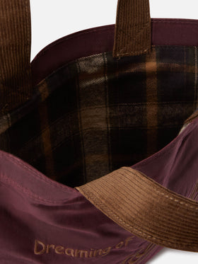Sac Bordeaux Mini Essential en tote ciré avec broderie logo 