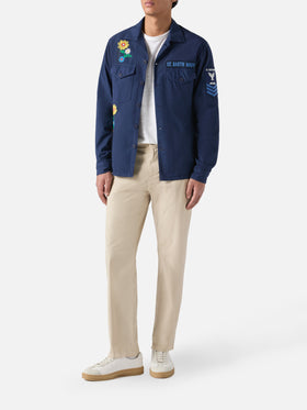 Esteban besticktes Overshirt in Marineblau