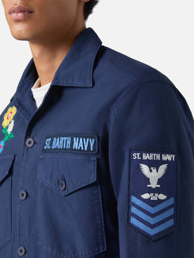 Esteban besticktes Overshirt in Marineblau