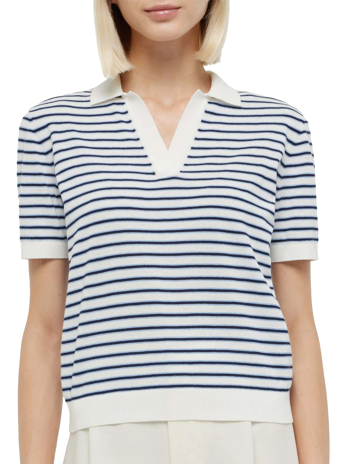 Blue striped knitted polo Evonne - MC2 Saint Barth