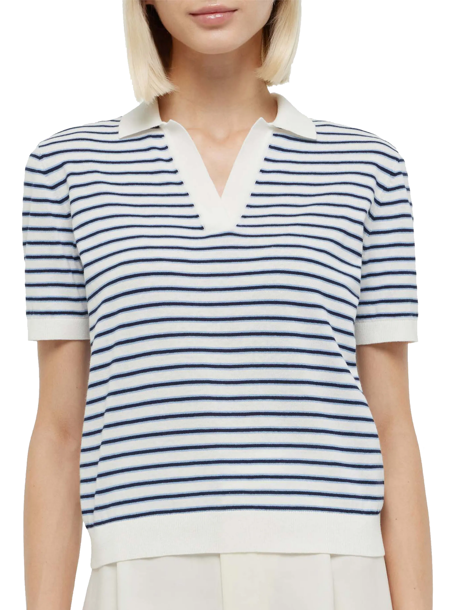 Blue striped knitted polo Evonne - MC2 Saint Barth