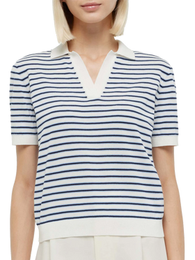 Blue striped knitted polo Evonne - MC2 Saint Barth