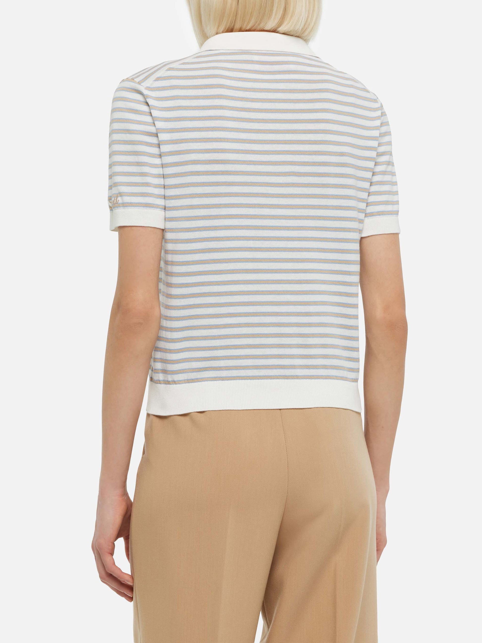 Beige striped knitted polo Evonne - MC2 Saint Barth