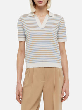 Beige striped knitted polo Evonne - MC2 Saint Barth
