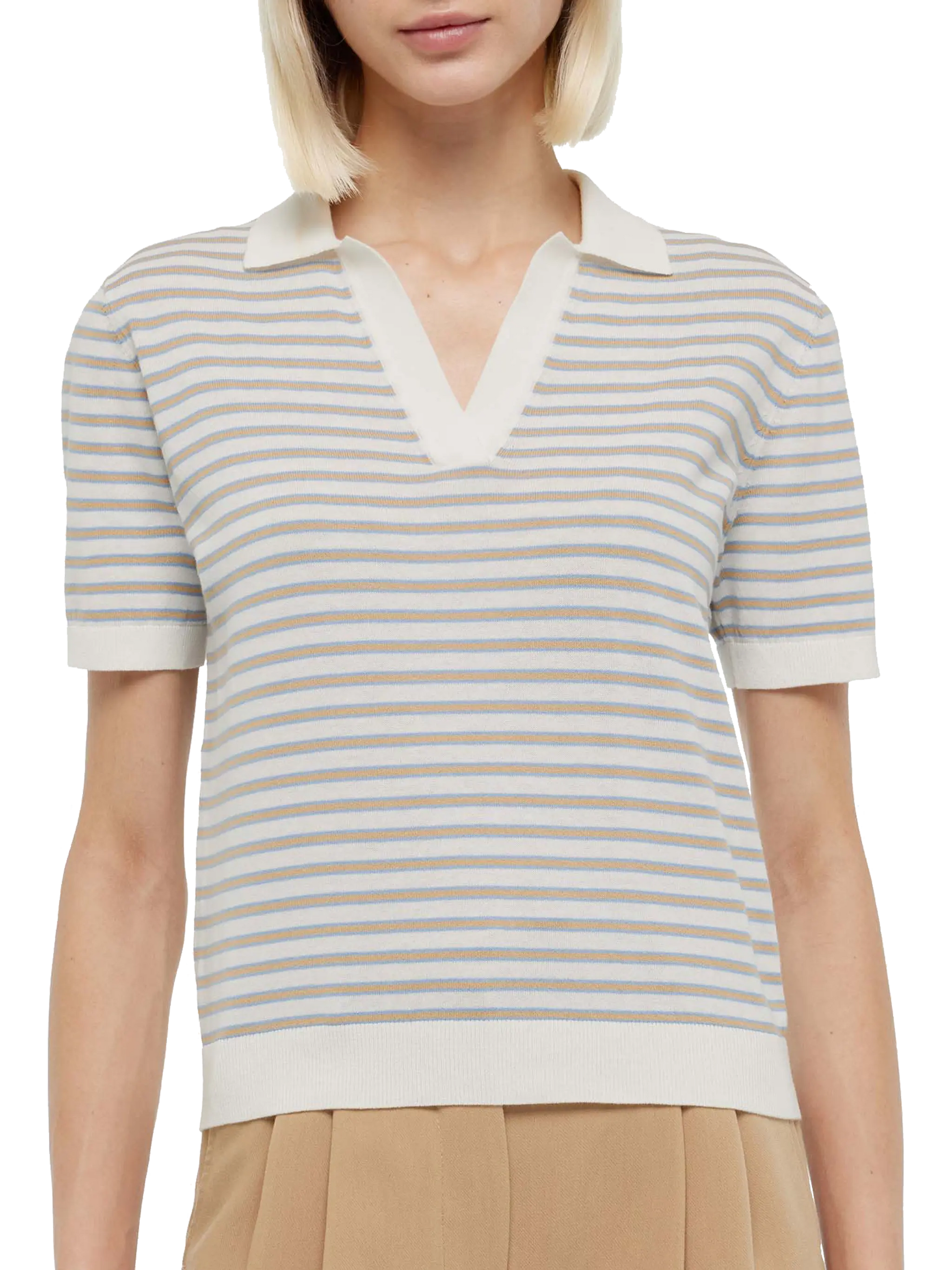 Beige striped knitted polo Evonne - MC2 Saint Barth
