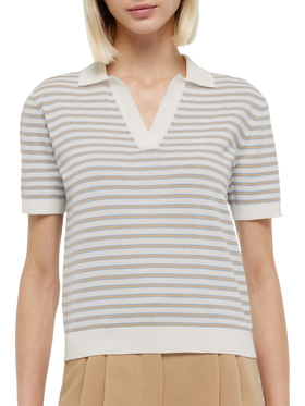 Beige striped knitted polo Evonne - MC2 Saint Barth