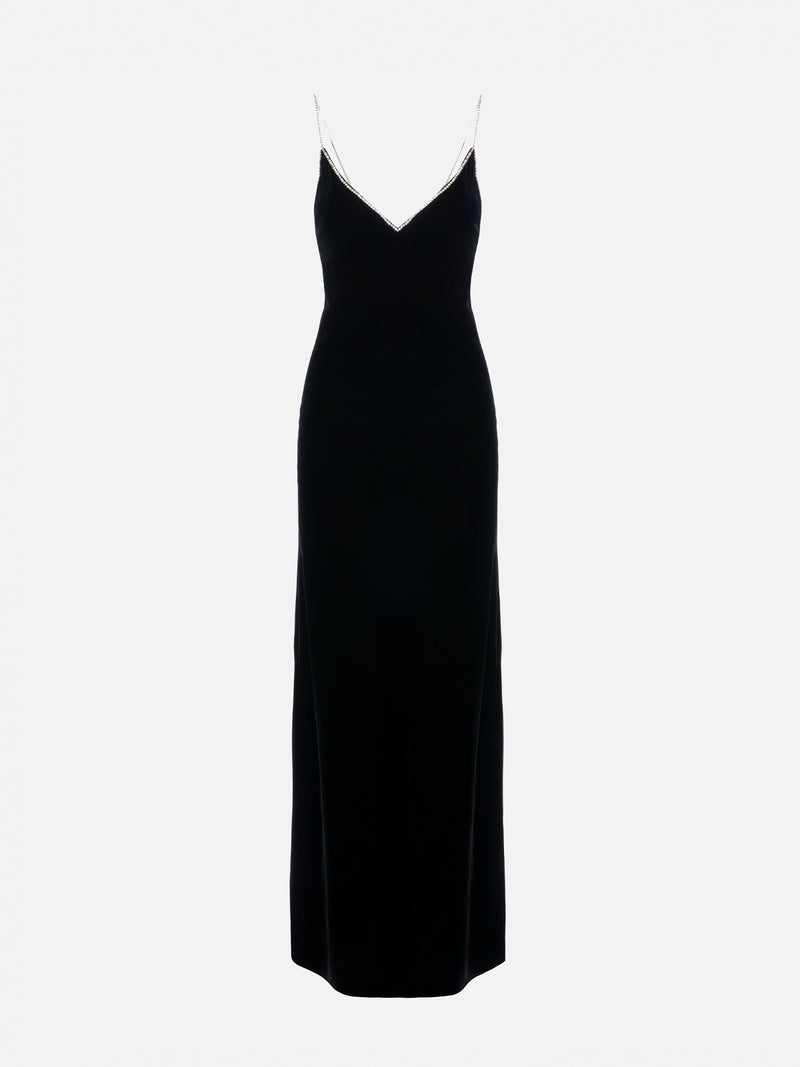 Woman black velvet slip dress Eydis