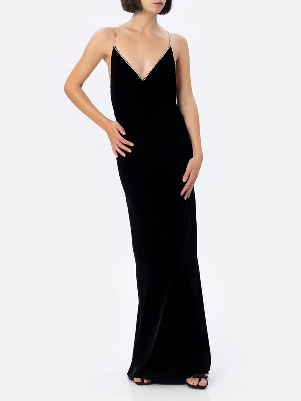 Woman black velvet slip dress Eydis