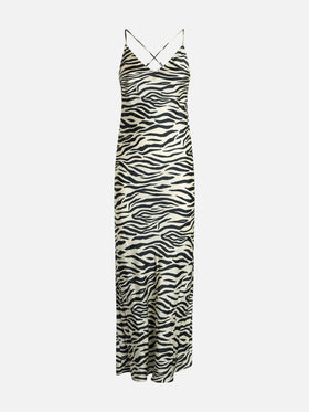 Woman satin zebra slip dress Eydis - MC2 Saint Barth