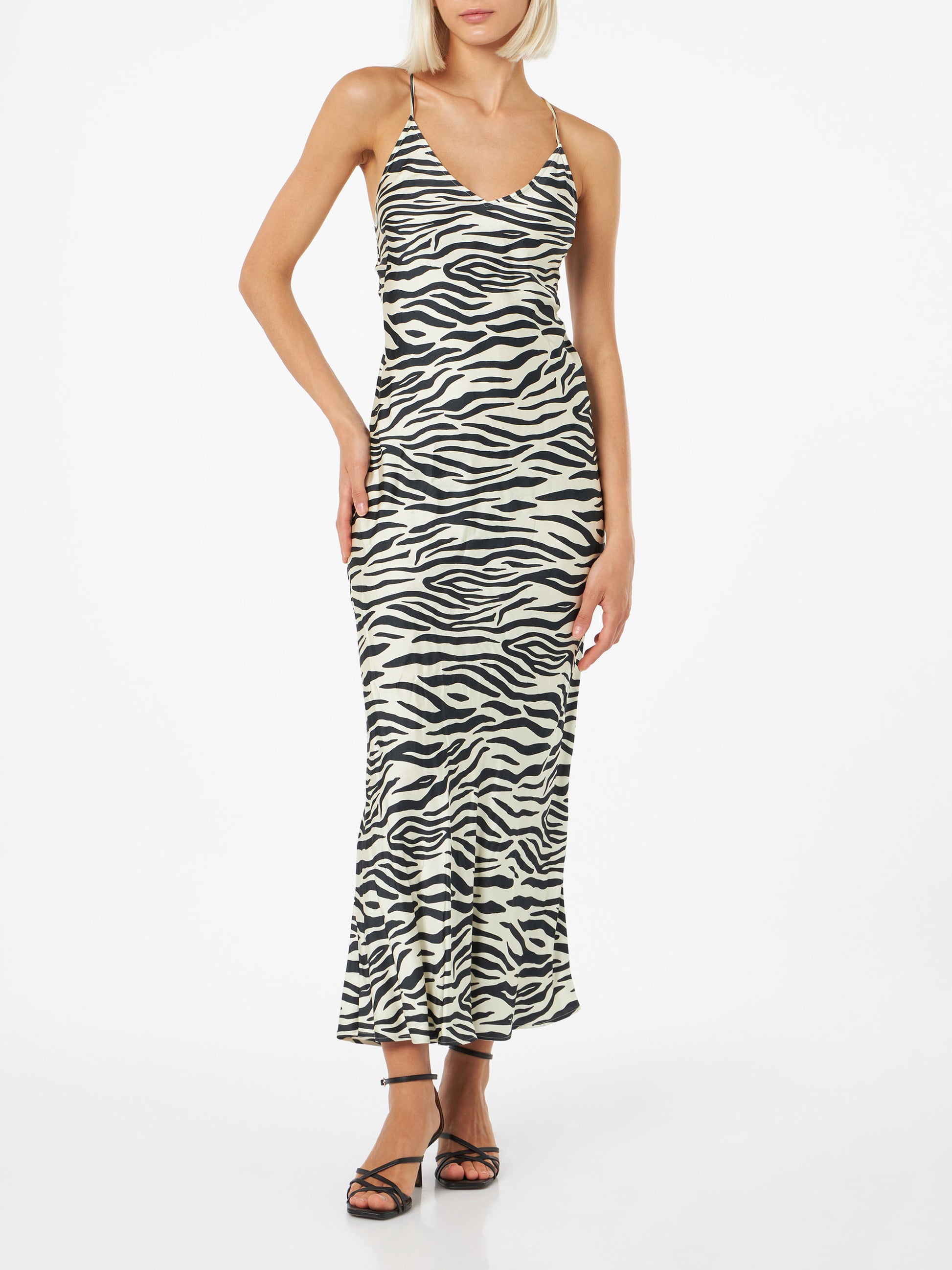 Woman satin zebra slip dress Eydis - MC2 Saint Barth