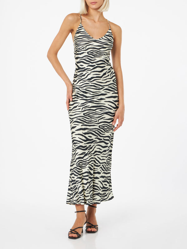 Woman satin zebra slip dress Eydis