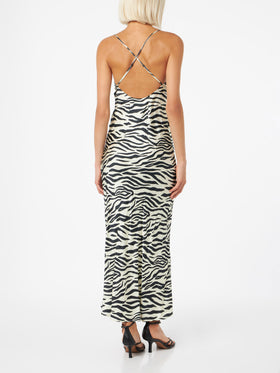 Woman satin zebra slip dress Eydis - MC2 Saint Barth