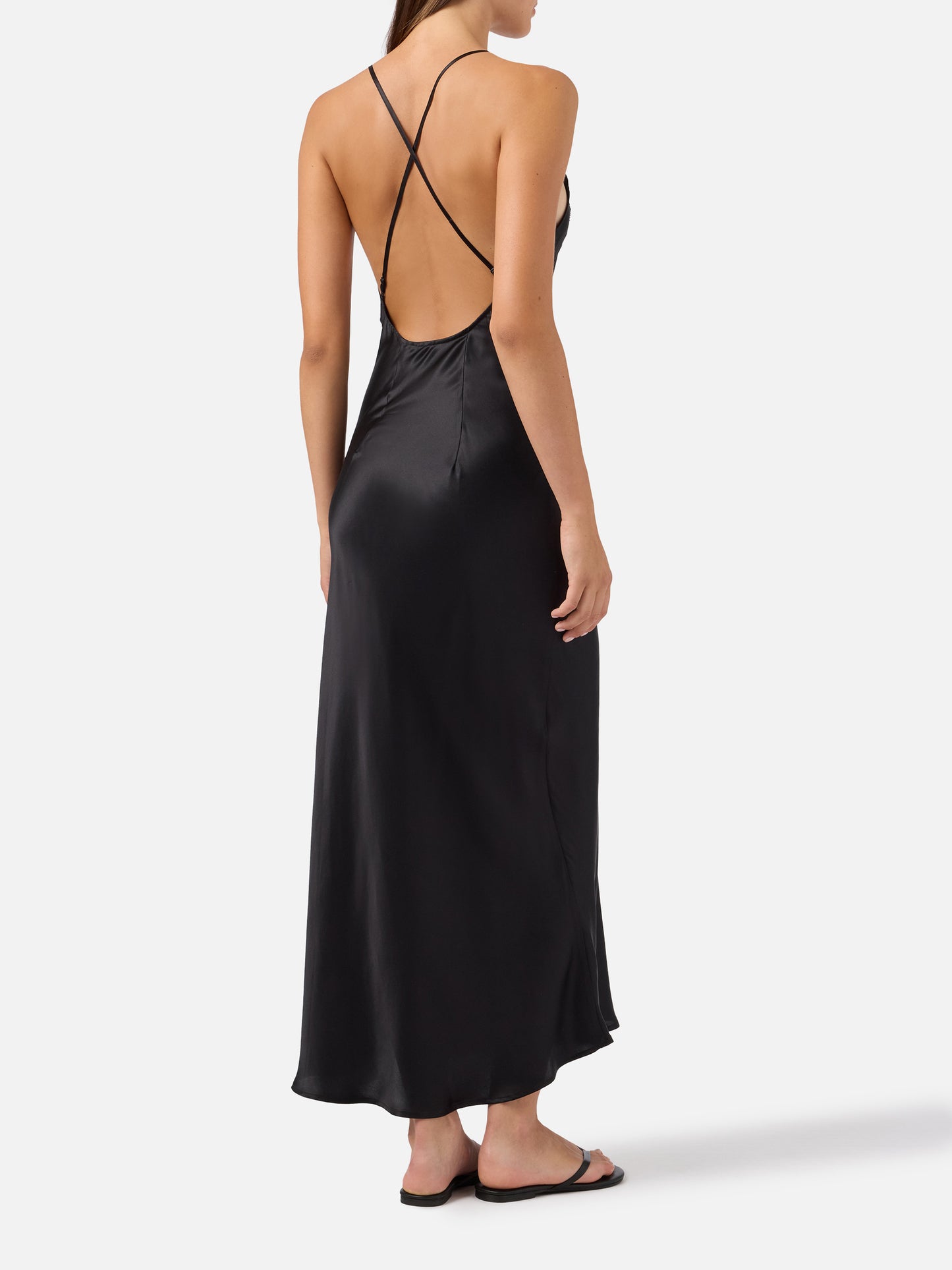 Vestido lencero de satén Eydis en negro 