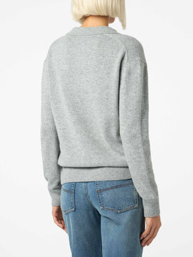 Woman mélange grey sweater Eze with polo collar - MC2 Saint Barth