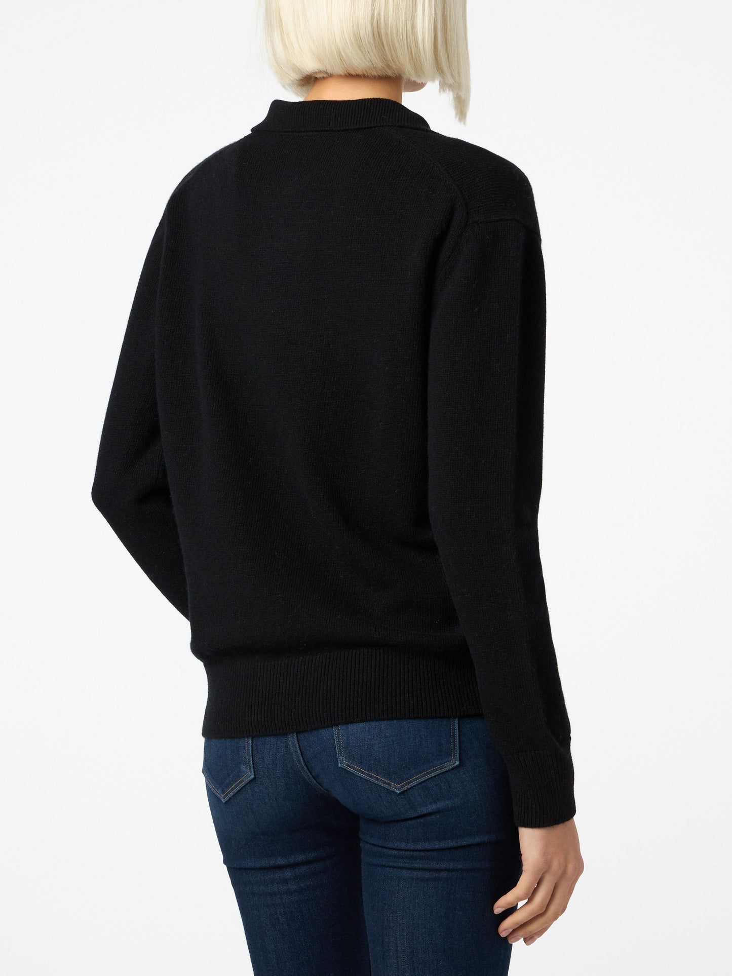Maglia Eze in misto cashmere nero con colletto polo