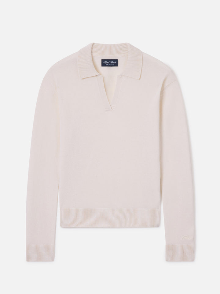 Eze gestricktes Cashmere-Poloshirt in Off-White 