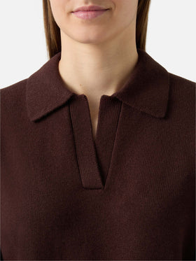 Brown Eze wool sweater with polo collar