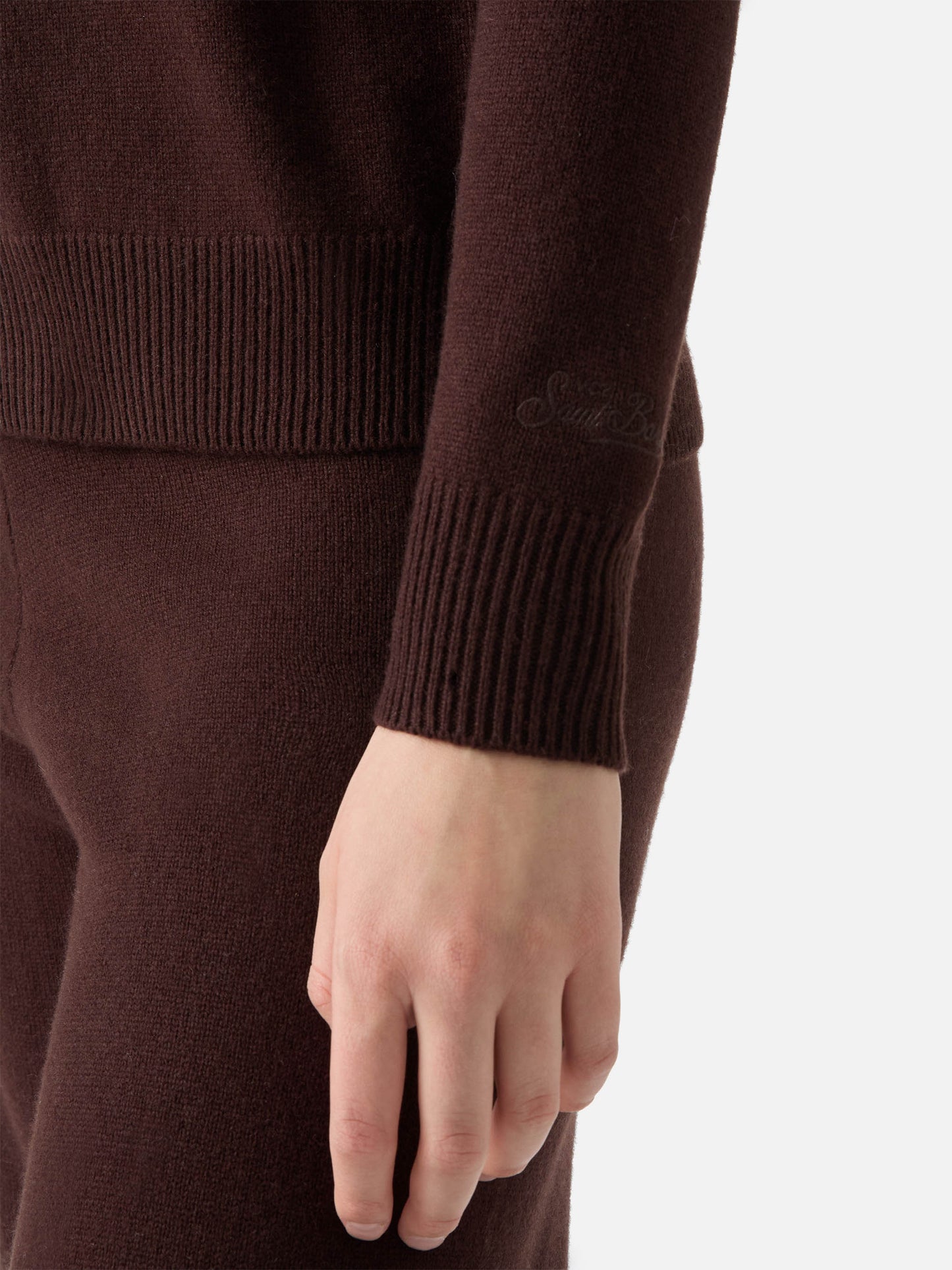 Brown Eze wool sweater with polo collar