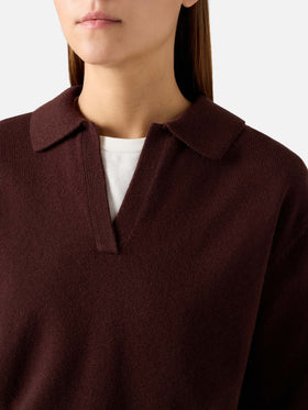 Maglia Eze marrone in lana con collo polo
