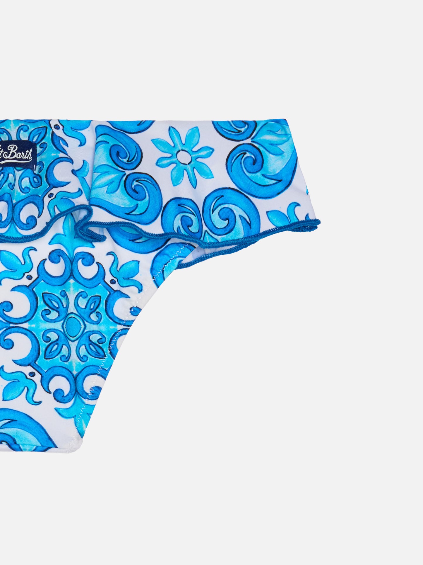 Girl ruffled swim briefs with majolica print - MC2 Saint Barth