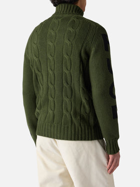 Rollkragenpullover für Herren mit Zopfmuster und Fuori Pista-Jacquard