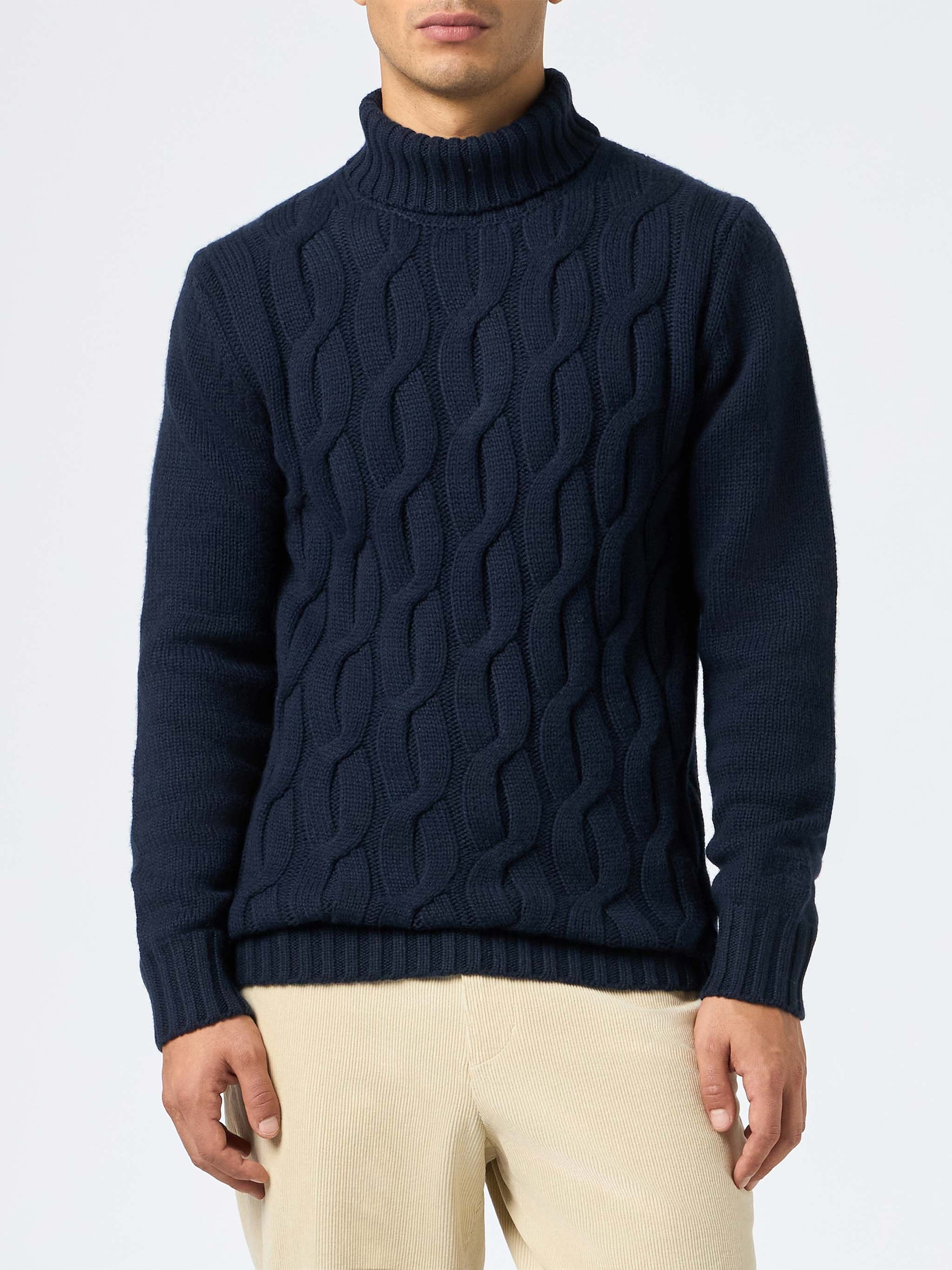 Man cable knit blend cashmere sweater Fisherman - MC2 Saint Barth