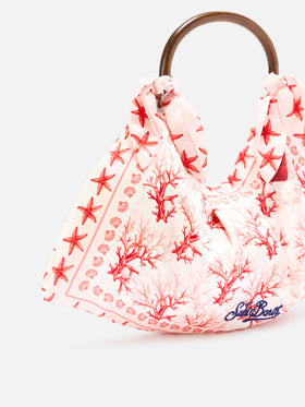 Sac foulard à la structure souple et au motif corail 