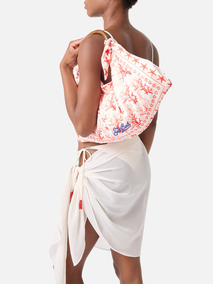 Borsa Foulard con struttura morbida e fantasia coralli