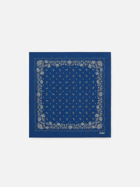 Baumwoll-Foulard mit indigoblauem blue-Bandana-Print 