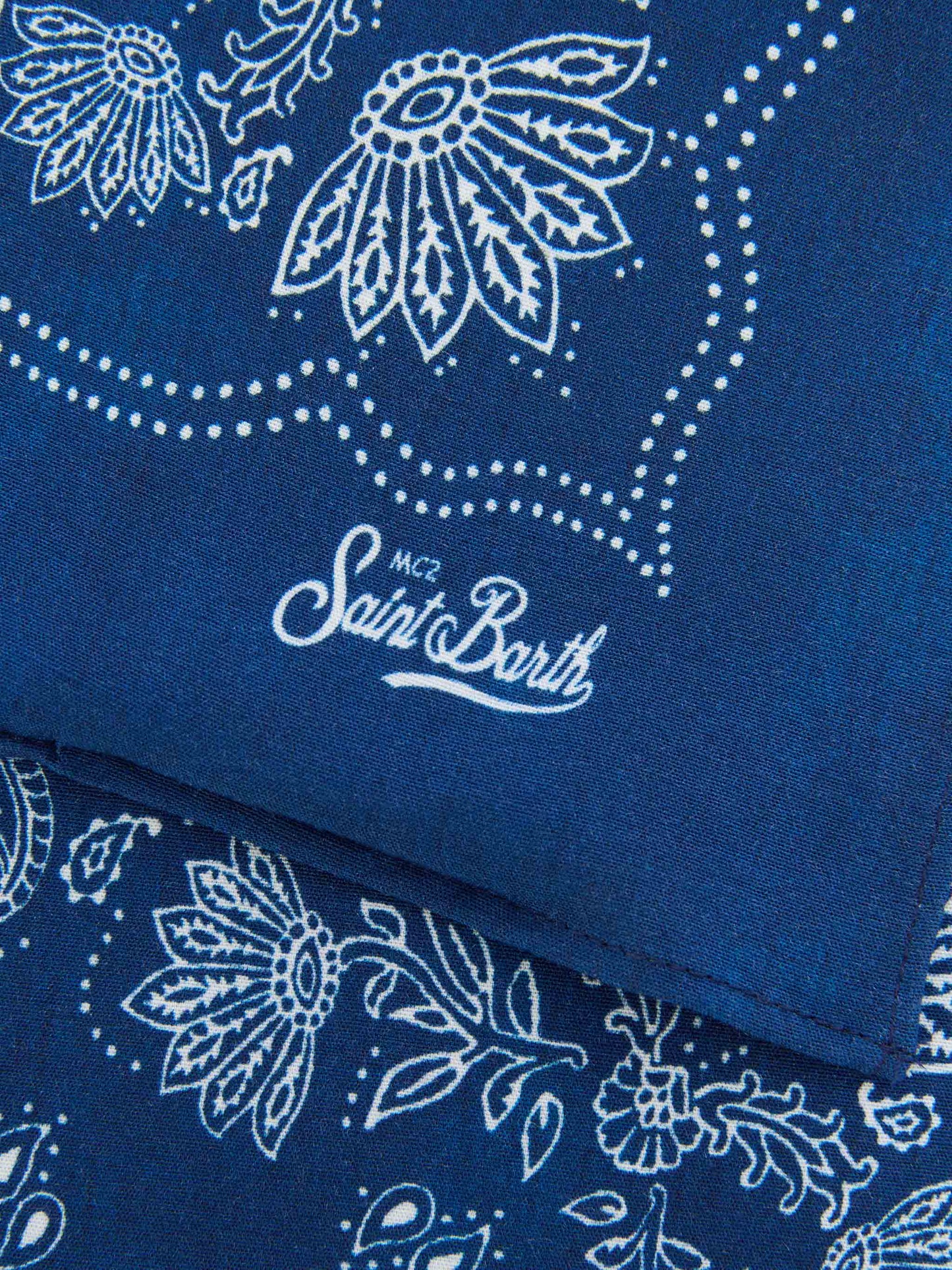 Baumwoll-Foulard mit indigoblauem blue-Bandana-Print 