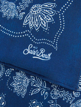 Baumwoll-Foulard mit indigoblauem blue-Bandana-Print 