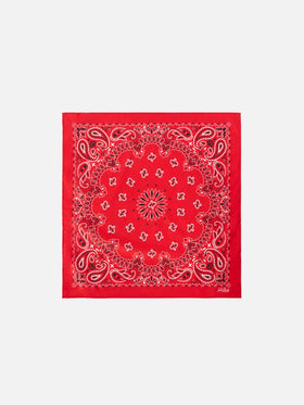 Baumwoll-Foulard mit rotem Bandana-Print