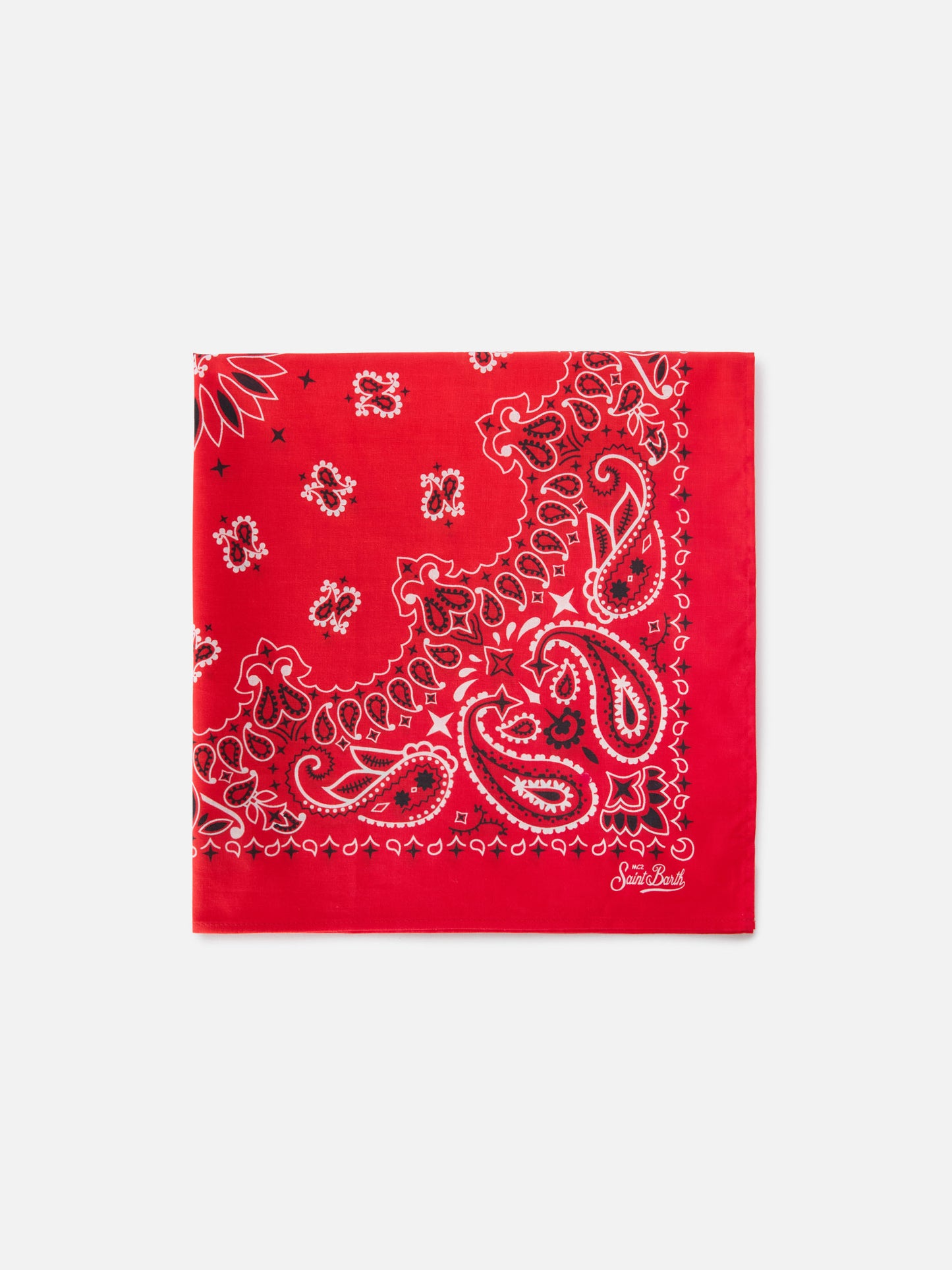 Baumwoll-Foulard mit rotem Bandana-Print