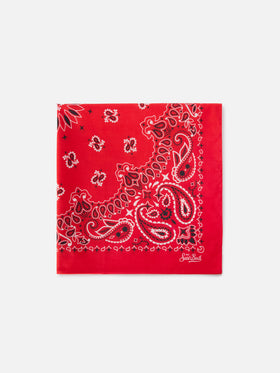 Baumwoll-Foulard mit rotem Bandana-Print