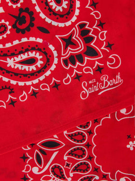 Baumwoll-Foulard mit rotem Bandana-Print
